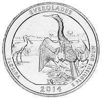 США 25 центов (квотер) 2014 D «Национальные парки - Эверглейдс (25-й парк)» UNC (KM#570)