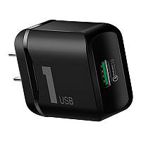 Универсальное сетевое зарядное устройство Rock QC3.0 Quick Charge 18W Black (600193161) GG, код: 1877008