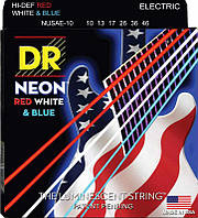 Струны для электрогитары 6 шт DR NUSAE-10 Hi-Def Neon Red White Blue K3 Coated Medium Electri BM, код: 2660134