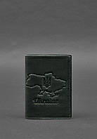 Кожаная обложка для паспорта с картой Украины зеленый Crazy Horse BlankNote UP, код: 8132081