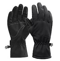 Водоотталкивающие тактические ветрозащитные Softshell на флисе зимние перчатки Solve XL Черны QT, код: 8447193