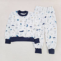 Пижама с начесом Dexters moon bunny 98 см темно-синий молочный (131738869152) EJ, код: 8335941