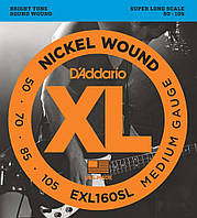 Струны для бас-гитары D'Addario EXL160SL Nickel Wound Medium Electric Bass Strings Super Long ET, код: 6556633
