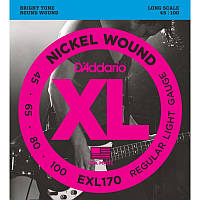 Струны для бас-гитары D'Addario EXL170 Nickel Wound Light Electric Bass Strings 45 100 UL, код: 6555991