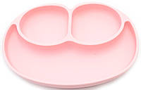 Силиконовая тарелка коврик для кормления ребенка 22х15 см Розовый (n-910) QT, код: 2611481