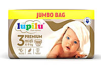 Подгузники Lupilu Premium JUMBO BAG Midi 3 4-9 кг 108 шт NB, код: 7620226
