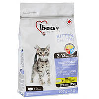 Cухой супер премиум корм для котят 1st Choice Kitten Healthy Start курица 907 г (65672290012) BX, код: 7764927