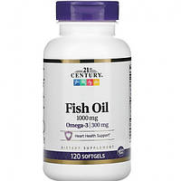Омега 3 21st Century Fish Oil 1000 mg 120 Softgels IN, код: 7907844