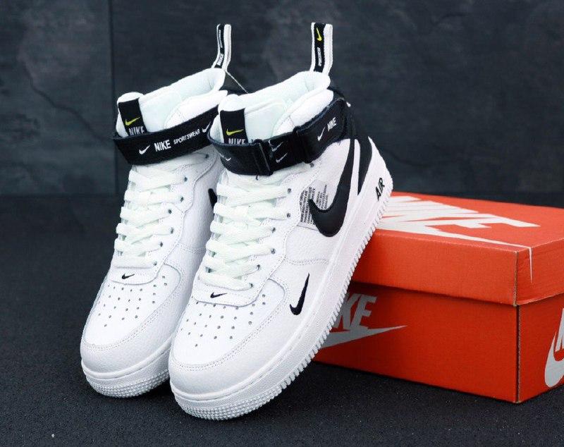 Кроссовки Nike Air Force White Black | Мужские кроссовки | Обувь демисезонная найк аир форс - фото 1 - id-p2161565015