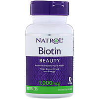 Биотин, Biotin, Natrol, 1000 мкг, 100 таблеток LW, код: 2337702