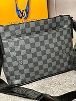 Сумка мессенджер Louis Vuitton District PM Damier Graphite с лого в углу s067 серый Отличное качество