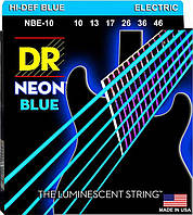 Струни для електрогітари 6 шт DR NBE-10 Hi-Def Neon Blue K3 Coated Medium Electric Guitar Str NX, код: 2660124