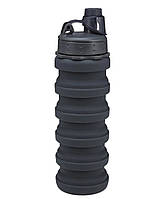 Складная силиконовая бутылка для воды и напитков с карабином Water Bottle Черная (7452994123) TE, код: 1895631