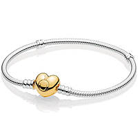 Серебряный браслет основа Pandora Золотое сердце 590727CZ 18 UL, код: 7360286