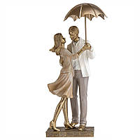 Фигурка декоративная Lefard Lovers under an umbrella 29x12x9 cm Золотистый (AL186619) UL, код: 7887651