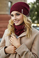 Комплект «Осирия» (шапка-колпак и шарф-хомут) Braxton бордовый 56-59 AG, код: 6160261