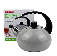 Чайник эмалированный со свистком Kamille KM-1039B 2.5 л Серый NX, код: 8237149