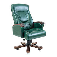 Офисное кресло руководителя Richman Boss VIP Wood M2 AnyFix Натуральная Кожа Lux Италия Зеленый z113-2024