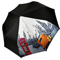 Женский зонт полуавтомат от Toprain на 9 спиц антиветер с декоративной вставкой черный 0465-1 XN, код: 8324191