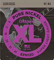 Струны для электрогитары D'Addario EPN120 Pure Nickel Super Light Electric Strings 9 41 UP, код: 6555953