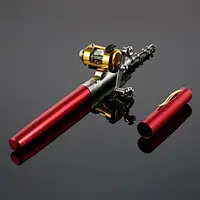 Карманная удочка телескопическая Topa удилище - ручка, с поплавком, блесной, крючками, грузиками Red