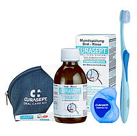 Набор Curasept Orthodontic Kit (ополаскиватель, щетка, зубная нить, косметичка)