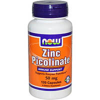 Микроэлемент Цинк NOW Foods Zinc Picolinate 50 mg 120 Caps NOW-01552 ES, код: 7520224