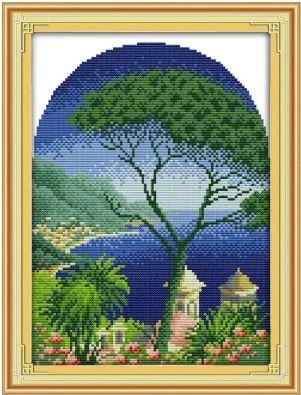 Набір для вишивання за нанесеною на канву схемою "The evergreen tree". AIDA 14CT printed 26*33 см