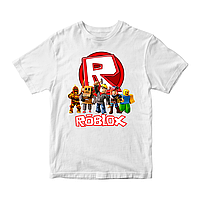 Футболка белая с принтом онлайн игры Roblox Персонажы игры Roblox Роблокс Кавун 3-4 года ФП01 FG, код: 8379656