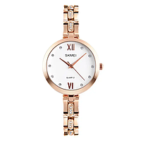 Часы женские наручные Skmei 1225 (Серебристые), качественные, изящные женские наручные часы, механические Розовое золото