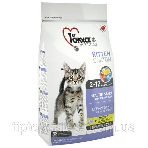 Сухий корм для кошенят 1st Choice Kitten Healthy Start зі смаком курки 10 кг (65672290906) TP, код: 7764922