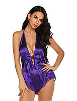 Эротическая атласная пижама фиолетового цвета с глубоким декольте M We Love PZ, код: 8124555