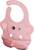 Слюнявчик силиконовый детский 2Life 4D СЛОНИК 32,5х24 см Розовый (n-10215) OM, код: 8106626