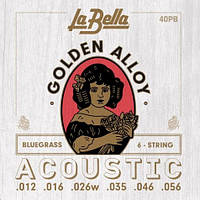 Струны для акустической гитары La Bella 40PB 80 20 Golden Alloy Acoustic Guitar Strings Blueg ET, код: 6556837