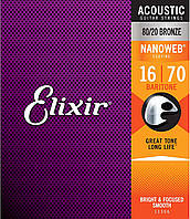 Струны для акустической гитары Elixir 11306 Nanoweb 80 20 Bronze Acoustic Baritone 16 70 TP, код: 7416971