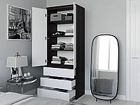 Шкаф с полками для одежды Moreli T-210 2100x800x500 Венге темный-Белый SP, код: 7334300