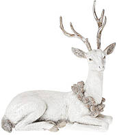 Статуэтка Белый олень с венком из шишек 21.5 см DP42241 BonaDi NB, код: 8251441