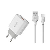 Комлект зарядного устройства WK WP-U57 Smart Charge QC3.0 18W USB Type C 1 м QC3.0 18W Белый ES, код: 8405378