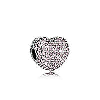 Серебряный шарм Pandora Moments Розовое сердце паве 791427PCZ BF, код: 7360947