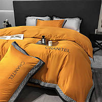 Комплект постельного белья Фланель Sada Epico Chanitel Евро Оранжевый (77157) PS, код: 8342852