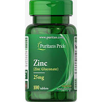 Микроэлемент Цинк Puritan's Pride Zinc Gluconate 25 mg 100 Tabs GR, код: 7518987