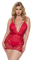 Сексуальная кружевная ночная рубашка красного цвета XL We Love PZ, код: 8180558