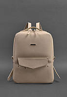 Кожаный женский городской рюкзак на молнии Cooper светло-бежевый краст BlankNote XN, код: 8132613