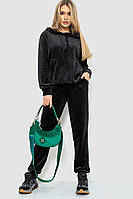 Спортивный костюм женский велюровый с капюшоном черный 241R105 Ager M PR, код: 8385234