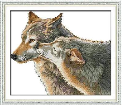 Набір для вишивання за нанесеною на канву схемою "The kiss of wolf".AIDA 14CT printed , 41*35 см
