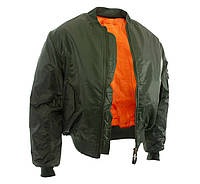 Тактическая двусторонняя куртка бомбер Mil-Tec ma1 олива 10403001 S TE, код: 8447025