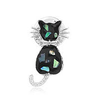Брошь-значок BROCHE Котёнок чёрная BRGV111038 NX, код: 7280299