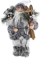 Декоративный Santa в сером цвете с лыжами и подарками BonaDi 30 см DP219413 ET, код: 8260435