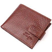 Мужской кошелек с хлястиком из натуральной кожи KARYA 21075 Светло-коричневый QT, код: 7708665
