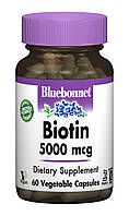 Биотин (B7) 5000мкг Bluebonnet Nutrition 60 гелевых капсул (BLB0447) BB, код: 1844484